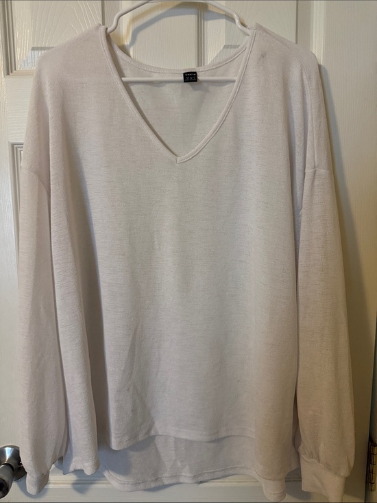 SHEIN Sweaters - SHEIN White V-Neck Lightweight Knit Sweater